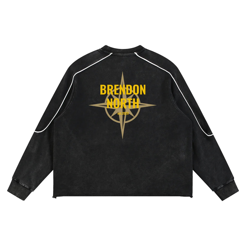 Mineral Wash Piping Raw Hem Sweatshirt - Brendon North