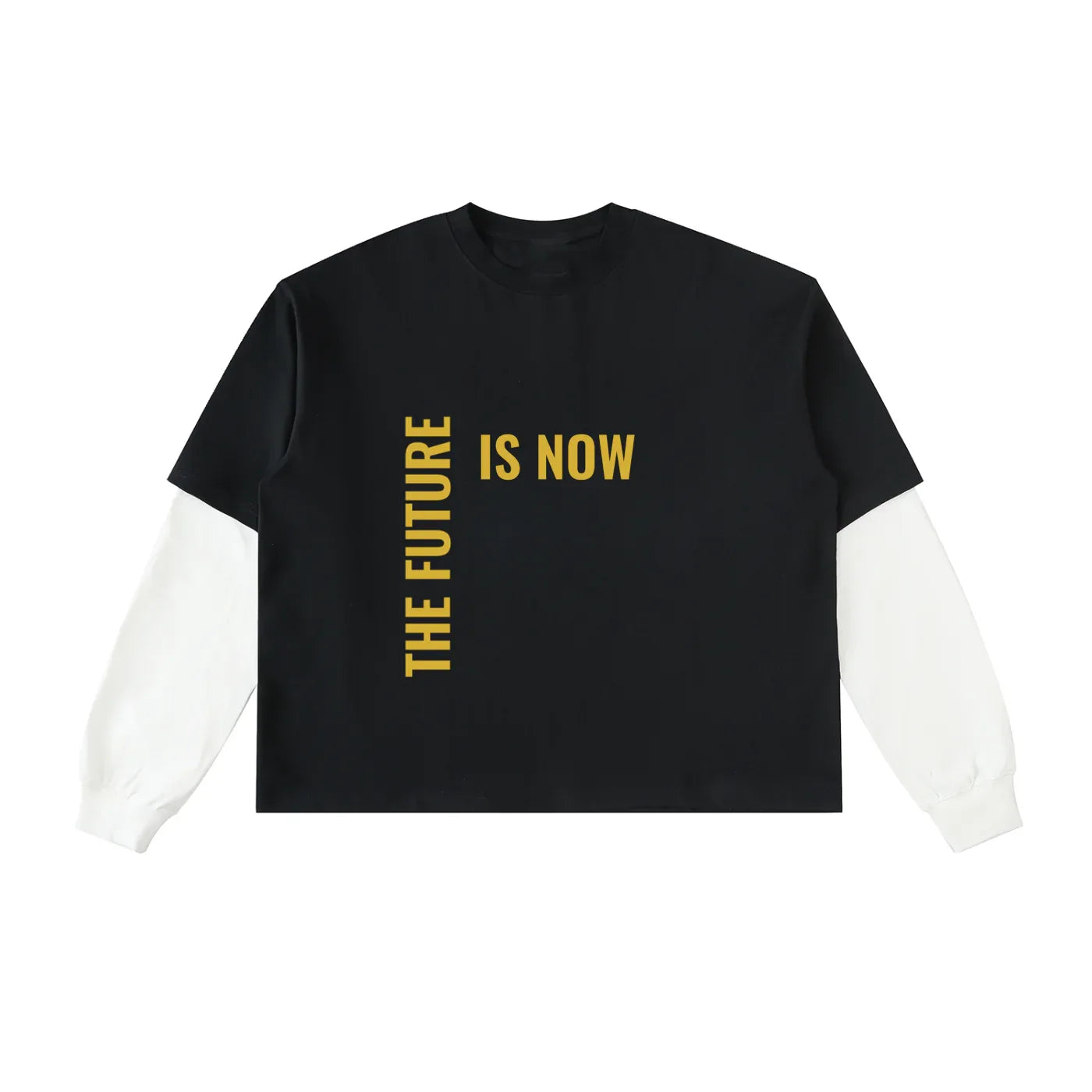 Layered Contrast Sleeve Cotton T-Shirt - Brendon North