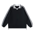 Contrast Striped Lapel Collar Sweatshirt - Brendon North