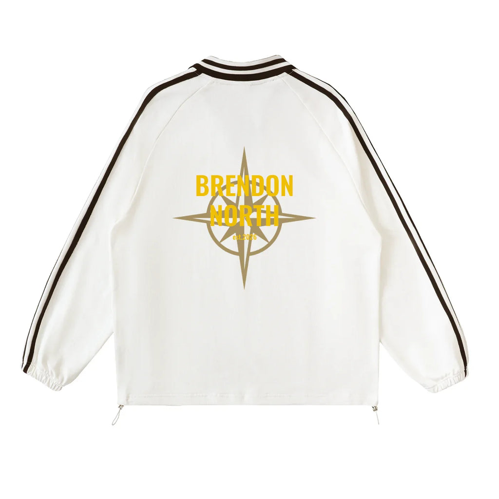 Contrast Striped Lapel Collar Sweatshirt - Brendon North